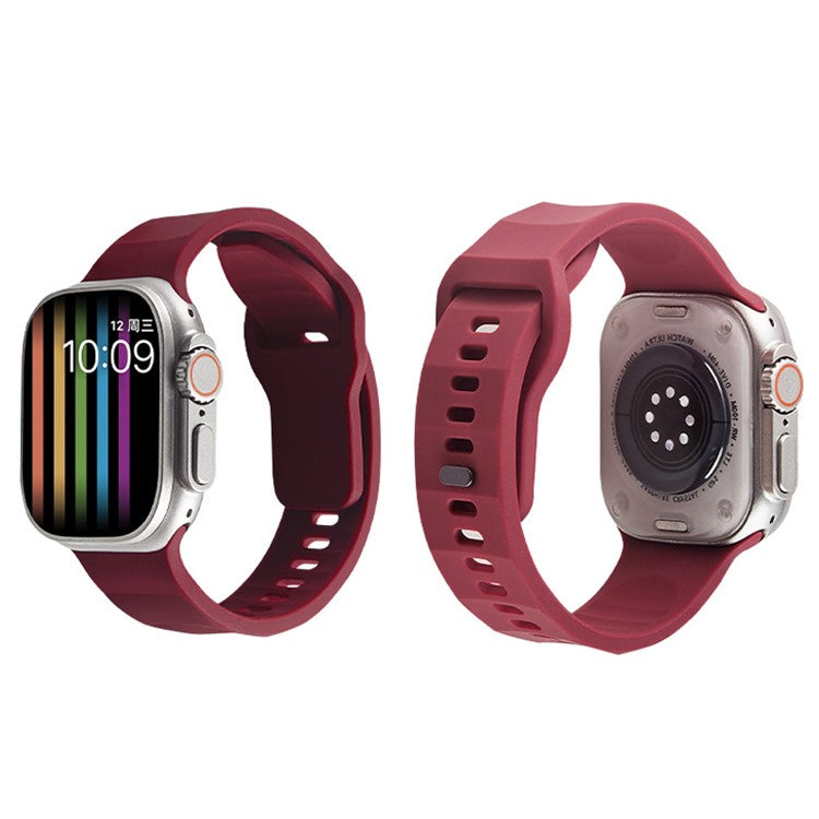 Watch Strap for Apple Watch Series 10 42mm / 9 8 7 41mm / SE (2023) SE (2022) SE 6 5 4 40mm / 3 2 1 38mm Silicone Watchband Wavy Watch Strap with Square Buckle - White