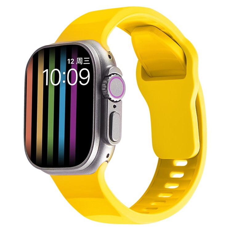 Watch Strap for Apple Watch Series 10 42mm / 9 8 7 41mm / SE (2023) SE (2022) SE 6 5 4 40mm / 3 2 1 38mm Silicone Watchband Wavy Watch Strap with Square Buckle - Yellow