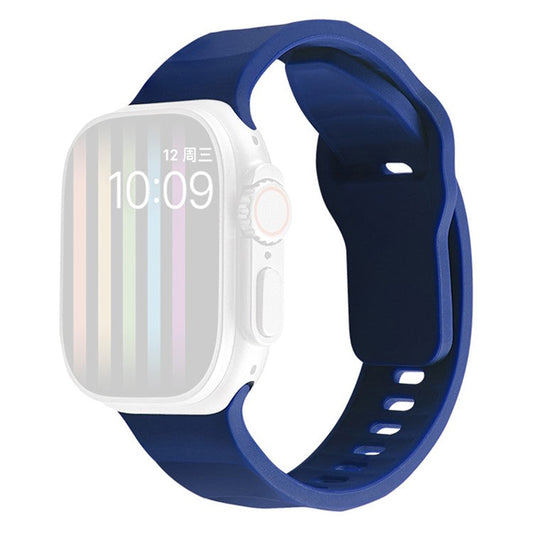 Watch Strap for Apple Watch Series 10 42mm / 9 8 7 41mm / SE (2023) SE (2022) SE 6 5 4 40mm / 3 2 1 38mm Silicone Watchband Wavy Watch Strap with Square Buckle - Midnight Blue