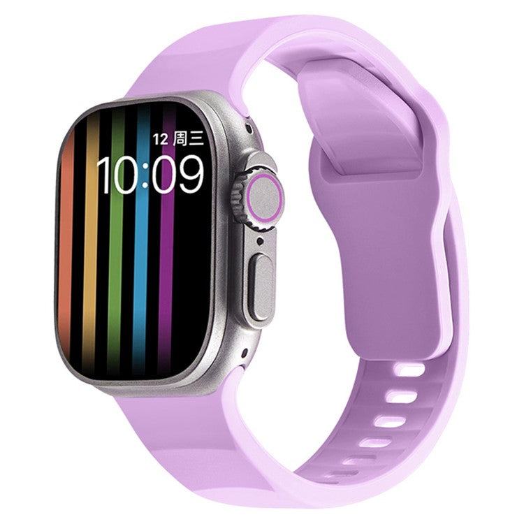 Watch Strap for Apple Watch Series 10 42mm / 9 8 7 41mm / SE (2023) SE (2022) SE 6 5 4 40mm / 3 2 1 38mm Silicone Watchband Wavy Watch Strap with Square Buckle - Lavender