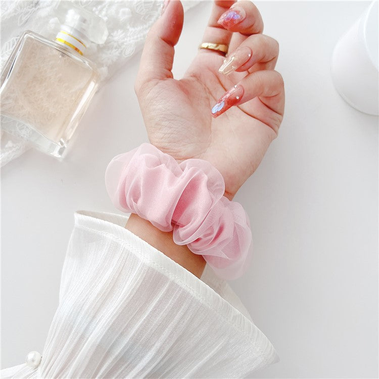 For Apple Watch Series 10 46mm / Ultra 2 Ultra 49mm /  Series 9 8 7 45mm / 6 5 4 SE (2023) SE (2022) SE 44mm / 3 2 1 42mm Hair Band Style Watch Strap AW Organza Watch Band - Orange