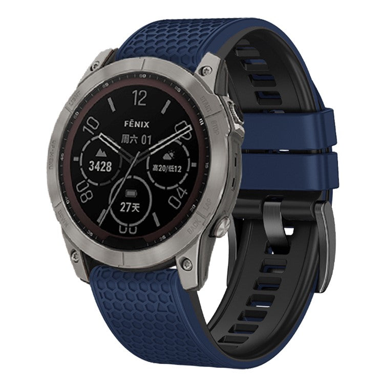 Dot Texture Silicone Band for Garmin Tactix 7 Pro  /  Fenix 7X  /  6X Pro  /  5X Plus , 26mm Dual-color Watch Strap - Sapphire+Black