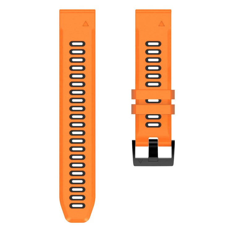 Dual-color Watch Band for Garmin Fenix 7 / Forerunner 965 / 955 / 945 / 935 , Smooth Silicone Soft Strap - Orange+Black