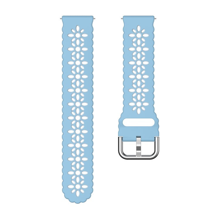 For Garmin Vivomove 3S / Samsung Gear Sport  / Huawei Watch GT 2 42mm Silicone Watchband 20mm Flower Hollow Dual Color Watch Strap - Baby Blue / White