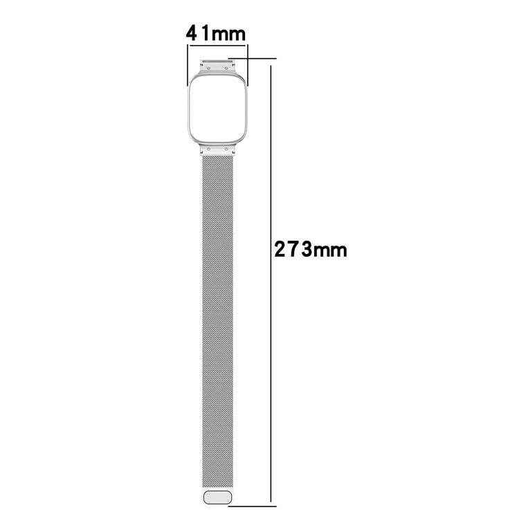 For Xiaomi Redmi Watch 3 Lite / Watch 3 Active Milanese Metal Watch Strap Band with Watch Case Frame - Silver