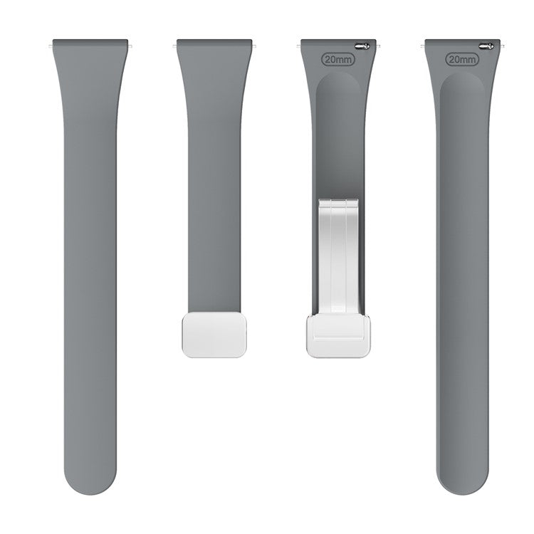 Silicone Sport Watch Band for Garmin Forerunner 265 / 255 / Vivoactive 4 / Venu 2 , 22mm Adjustable Strap with Silver Magnetic Folding Buckle - Space Grey