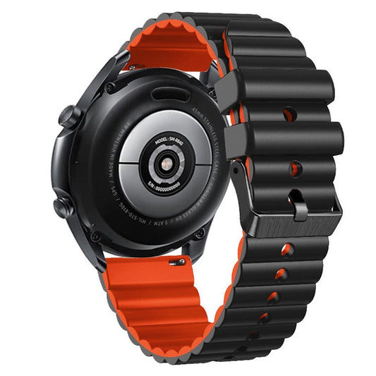 Silicone Watch Band for Suunto Vertical / 9 Peak Pro / 5 Peak , Horizontal Stripes 22mm Dual-color Bracelet with Black Buckle - Black+Orange