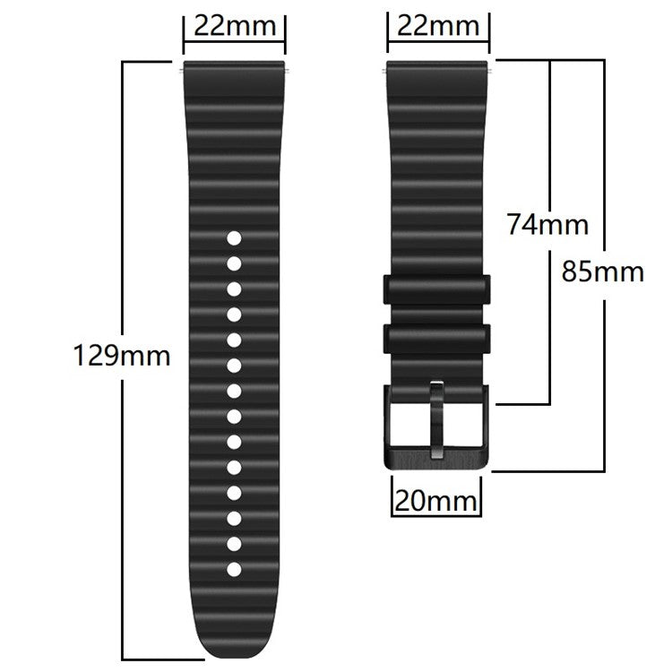 Silicone Watch Band for Suunto Vertical / 9 Peak Pro / 5 Peak , Horizontal Stripes 22mm Dual-color Bracelet with Black Buckle - Black+Orange