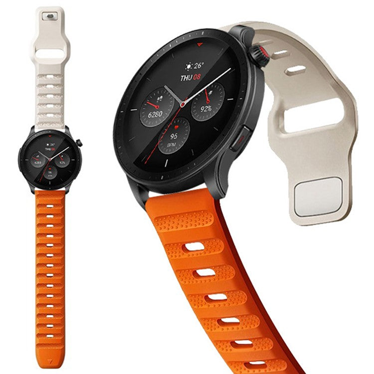Silicone Watch Band for Garmin Forerunner 265 / 255 / Vivoactive 4 / Venu 2 , 22mm Dot Texture Wrist Strap Bracelet - Orange