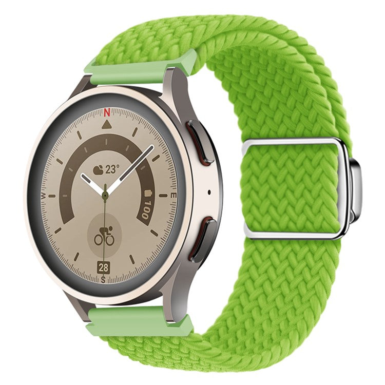 22mm Watch Band for Garmin Forerunner 265 / 255 / Vivoactive 4 / Venu 2 , Nylon Braided Strap with Magnetic Folding Buckle - Yellowgreen