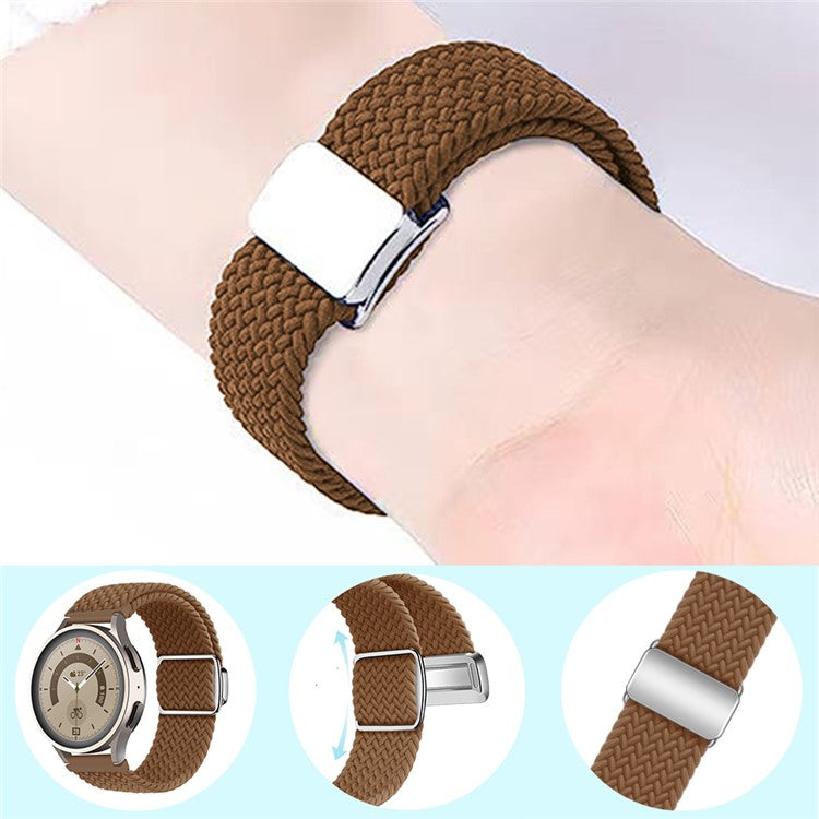 22mm Watch Band for Garmin Forerunner 265 / 255 / Vivoactive 4 / Venu 2 , Nylon Braided Strap with Magnetic Folding Buckle - Light Grey