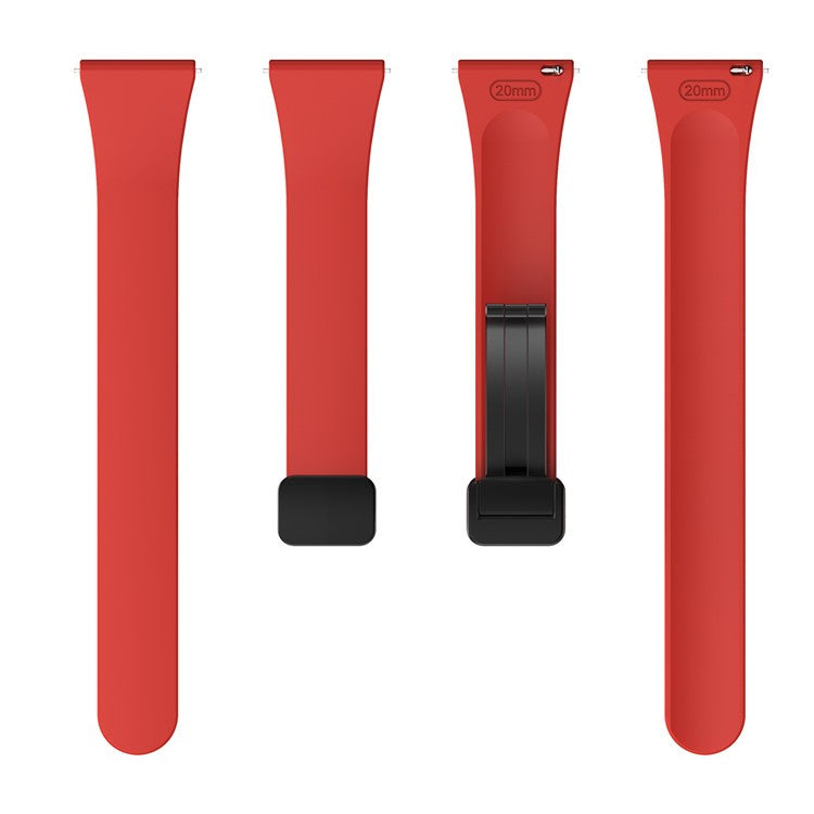 Silicone Bands for Samsung Galaxy Watch6 / Watch6 Classic / Watch 5 / Watch 5 Pro / Watch4 / Watch4 Classic Black Buckle 20mm Strap - Red