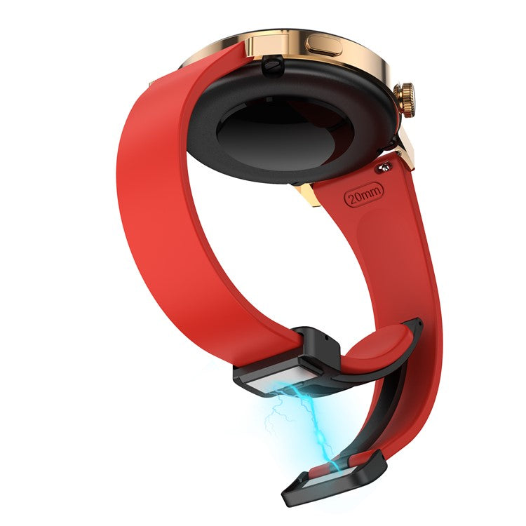 Silicone Bands for Samsung Galaxy Watch6 / Watch6 Classic / Watch 5 / Watch 5 Pro / Watch4 / Watch4 Classic Black Buckle 20mm Strap - Red