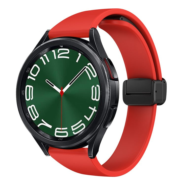 Silicone Bands for Samsung Galaxy Watch6 / Watch6 Classic / Watch 5 / Watch 5 Pro / Watch4 / Watch4 Classic Black Buckle 20mm Strap - Red