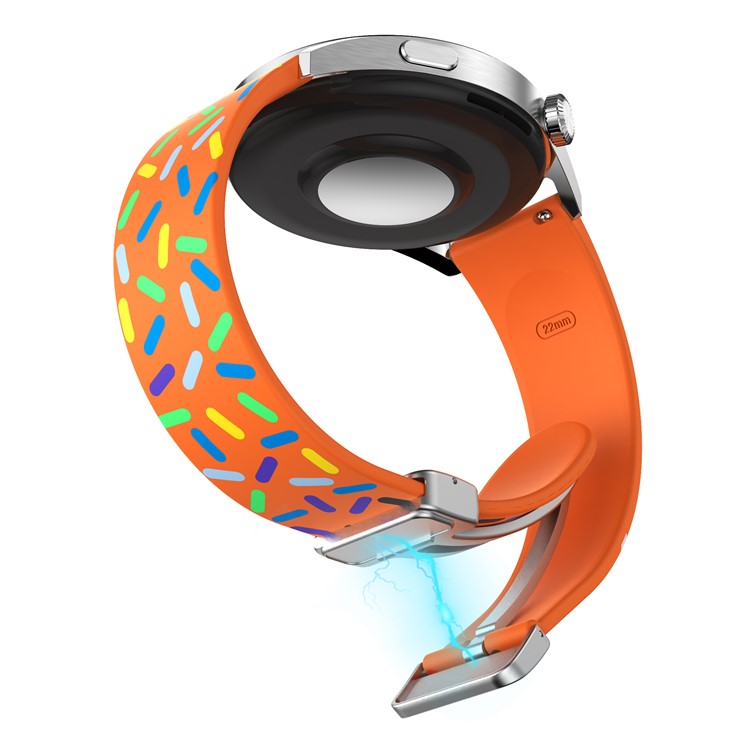 Silicone Bands for Samsung Galaxy Watch6 / Watch6 Classic / Watch 5 / Watch 5 Pro / Watch4 20mm Watch Strap with Silver Buckle - Orange Rainbow