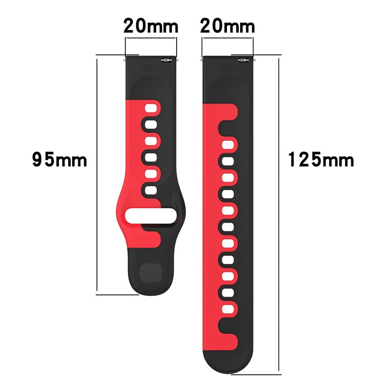 For Samsung Galaxy Watch6 / Watch6 Classic / Watch 5 / 5 Pro / Watch4 / Watch4 Classic Dual Color Watch Strap 20mm Silicone Watchband - Blue / White