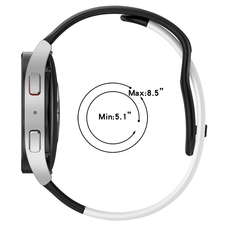 For Samsung Galaxy Watch6 / Watch6 Classic / Watch 5 / 5 Pro / Watch4 / Watch4 Classic Dual Color Watch Strap 20mm Silicone Watchband - Blue / White