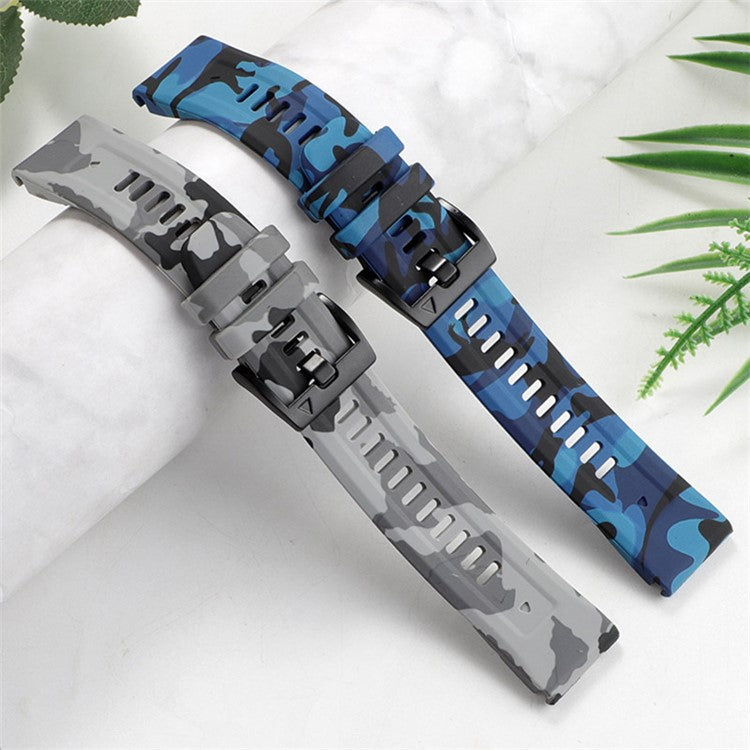 Camouflage Pattern Printed Watch Band for Garmin Fenix 7 / 6 ,  22mm Silicone Quick Release Strap - Camouflage Red