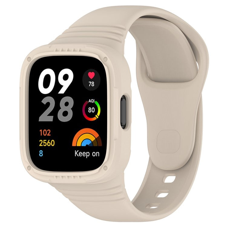 For Xiaomi Redmi Watch 3 Replacement Wrist Band Integrated Silicone Strap Watch Protective Case - Ivory White