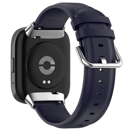 Watch Band for Xiaomi Redmi Watch 3 Active / Redmi Watch 3 Lite , Genuine Cow Leather Wrist Straps with Connector - Navy Blue