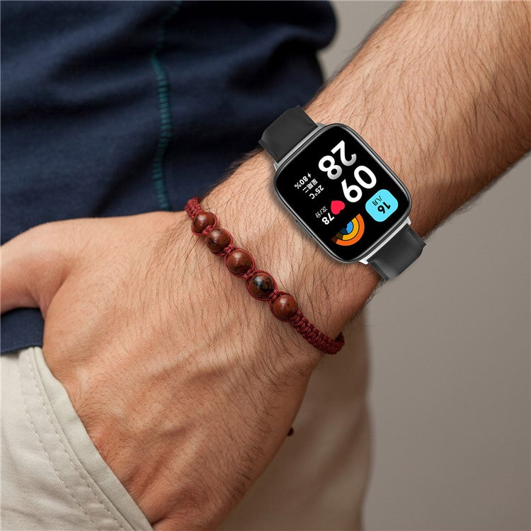Watch Band for Xiaomi Redmi Watch 3 Active / Redmi Watch 3 Lite , Genuine Cow Leather Wrist Straps with Connector - Navy Blue
