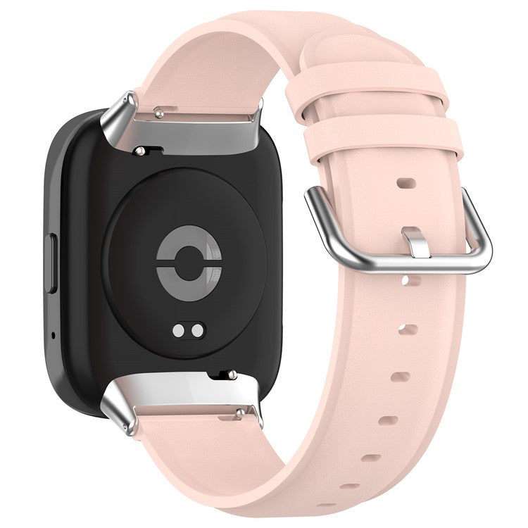 Watch Band for Xiaomi Redmi Watch 3 Active / Redmi Watch 3 Lite , Genuine Cow Leather Wrist Straps with Connector - Light Pink