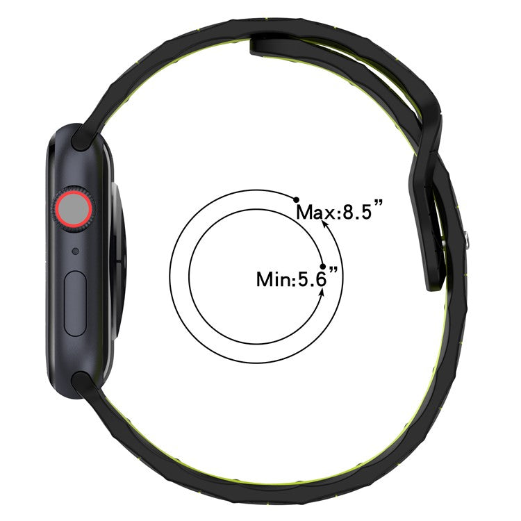 For Apple Watch Series 10 46mm / Ultra 2 Ultra 49mm /  Series 9 8 7 45mm / 6 5 4 SE (2023) SE (2022) SE 44mm / 3 2 1 42mm Football Pattern Silicone Watch Strap - Midnight Blue / Black