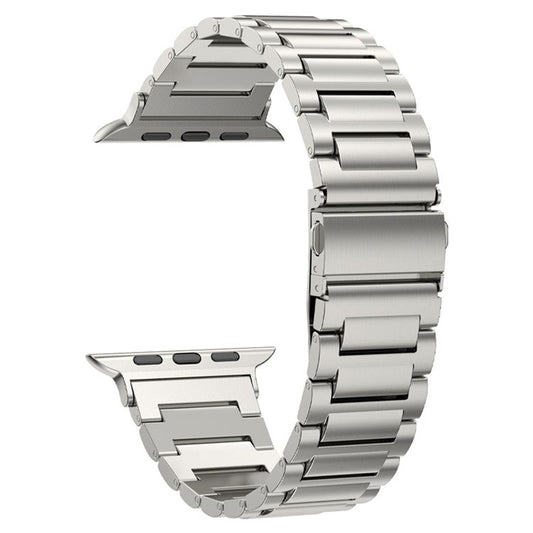For Apple Watch Series 10 46mm / Ultra 2 Ultra 49mm /  Series 9 8 7 45mm / 6 5 4 SE (2023) SE (2022) SE 44mm / 3 2 1 42mm Hard Titanium Alloy Watch Strap - Titanium Color