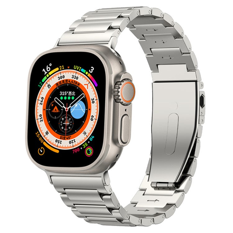 For Apple Watch Series 10 46mm / Ultra 2 Ultra 49mm /  Series 9 8 7 45mm / 6 5 4 SE (2023) SE (2022) SE 44mm / 3 2 1 42mm Hard Titanium Alloy Watch Strap - Titanium Color