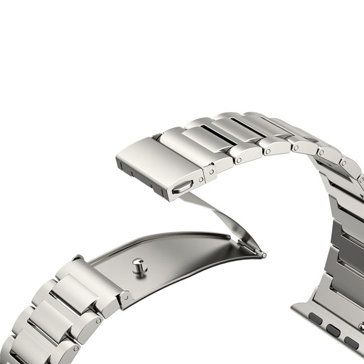 For Apple Watch Series 10 46mm / Ultra 2 Ultra 49mm /  Series 9 8 7 45mm / 6 5 4 SE (2023) SE (2022) SE 44mm / 3 2 1 42mm Hard Titanium Alloy Watch Strap - Titanium Color