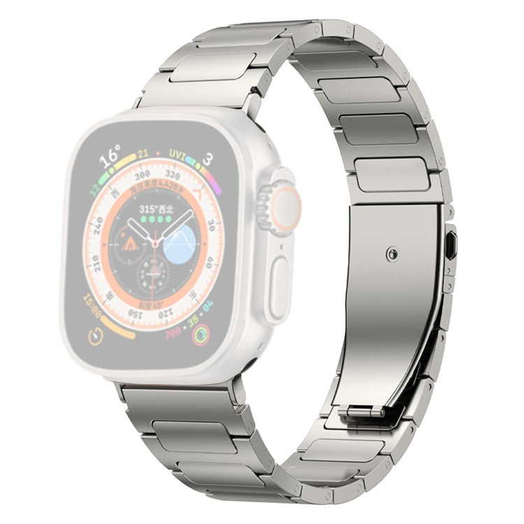 For Apple Watch Series 10 46mm / Ultra 2 Ultra 49mm /  Series 9 8 7 45mm / 6 5 4 SE (2023) SE (2022) SE 44mm / 3 2 1 42mm Titanium Alloy Strap Watch Band - Titanium Color