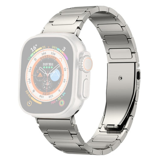 For Apple Watch Series 10 46mm / Ultra 2 Ultra 49mm /  Series 9 8 7 45mm / 6 5 4 SE (2023) SE (2022) SE 44mm / 3 2 1 42mm Titanium Alloy Strap Watch Band - Titanium Color