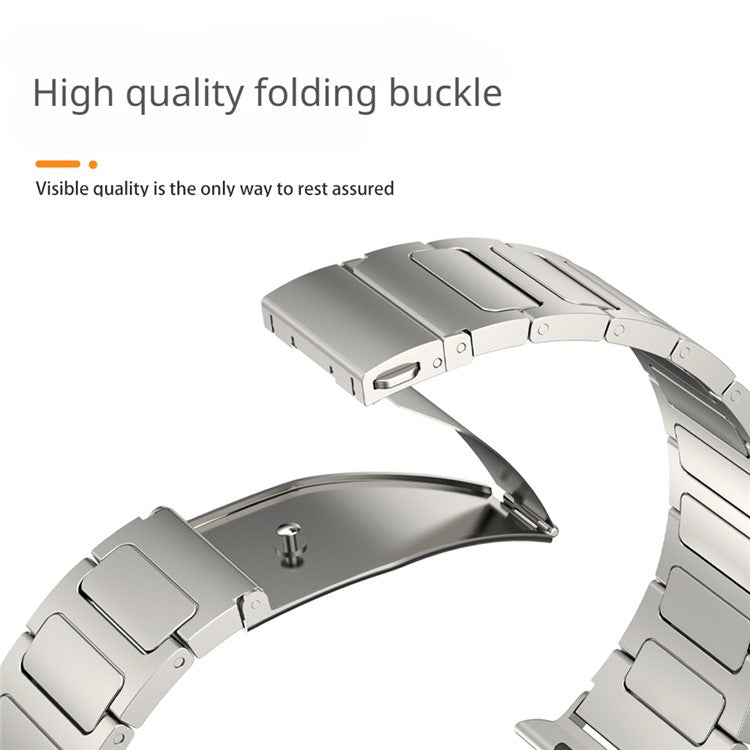 For Apple Watch Series 10 46mm / Ultra 2 Ultra 49mm /  Series 9 8 7 45mm / 6 5 4 SE (2023) SE (2022) SE 44mm / 3 2 1 42mm Titanium Alloy Strap Watch Band - Titanium Color