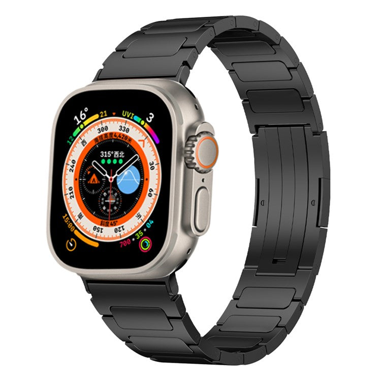 For Apple Watch Series 10 46mm / Ultra 2 Ultra 49mm /  Series 9 8 7 45mm / 6 5 4 SE (2023) SE (2022) SE 44mm / 3 2 1 42mm Titanium Alloy Watch Strap - Black