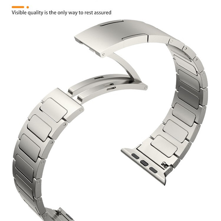 For Apple Watch Series 10 46mm / Ultra 2 Ultra 49mm /  Series 9 8 7 45mm / 6 5 4 SE (2023) SE (2022) SE 44mm / 3 2 1 42mm Titanium Alloy Watch Strap - Black