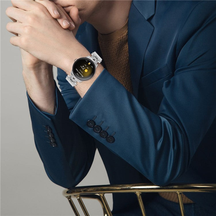 Stainless Steel Milanese Watch Band for Google Pixel Watch 2 / Pixel Watch Letter M Rhinestones Decorated Metal Watch Strap