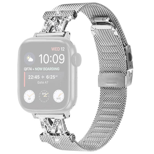For Apple Watch Series 10 46mm / Ultra 2 Ultra 49mm /  Series 9 8 7 45mm / 6 5 4 SE (2023) SE (2022) SE 44mm / 3 2 1 42mm Milanese Mesh Stainless Steel Watch Strap - Silver