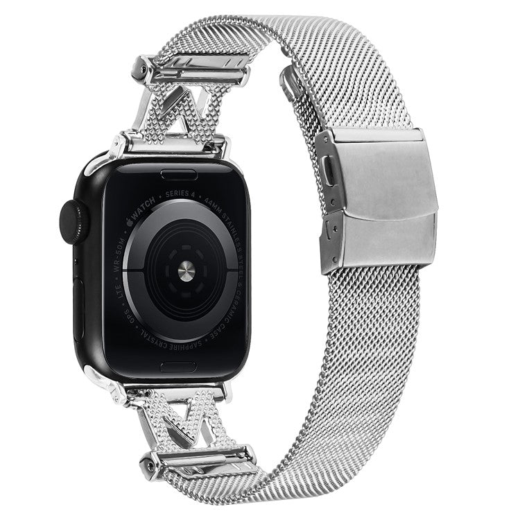For Apple Watch Series 10 46mm / Ultra 2 Ultra 49mm /  Series 9 8 7 45mm / 6 5 4 SE (2023) SE (2022) SE 44mm / 3 2 1 42mm Milanese Mesh Stainless Steel Watch Strap - Silver