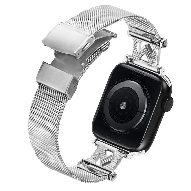 For Apple Watch Series 10 46mm / Ultra 2 Ultra 49mm /  Series 9 8 7 45mm / 6 5 4 SE (2023) SE (2022) SE 44mm / 3 2 1 42mm Milanese Mesh Stainless Steel Watch Strap - Silver