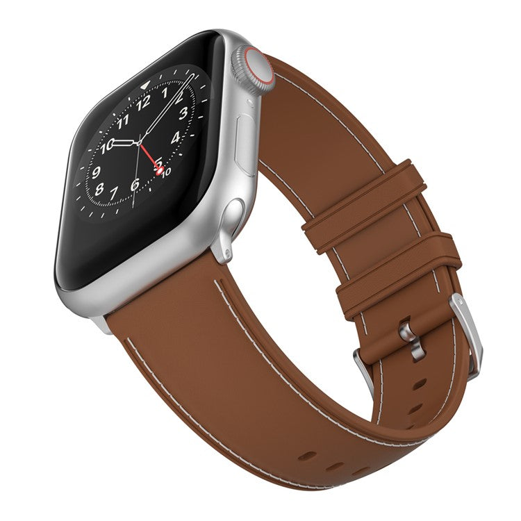 AW 22mm Watch Strap for Apple Watch Series 10 42mm / 9 8 7 41mm / SE (2023) SE (2022) SE 6 5 4 40mm / 3 2 1 38mm TPU Stitching Watchband - Brown