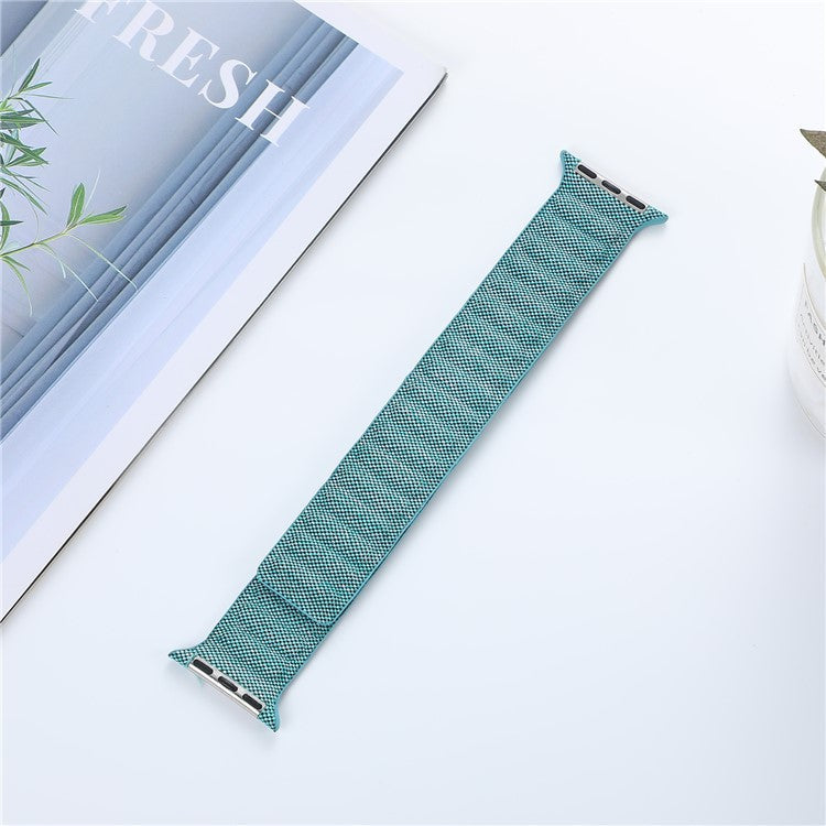 AW Watch Strap for Apple Watch Series 10 42mm / 9 8 7 41mm / SE (2023) SE (2022) SE 6 5 4 40mm / 3 2 1 38mm Magnetic Denim Cloth Watchband - Cyan