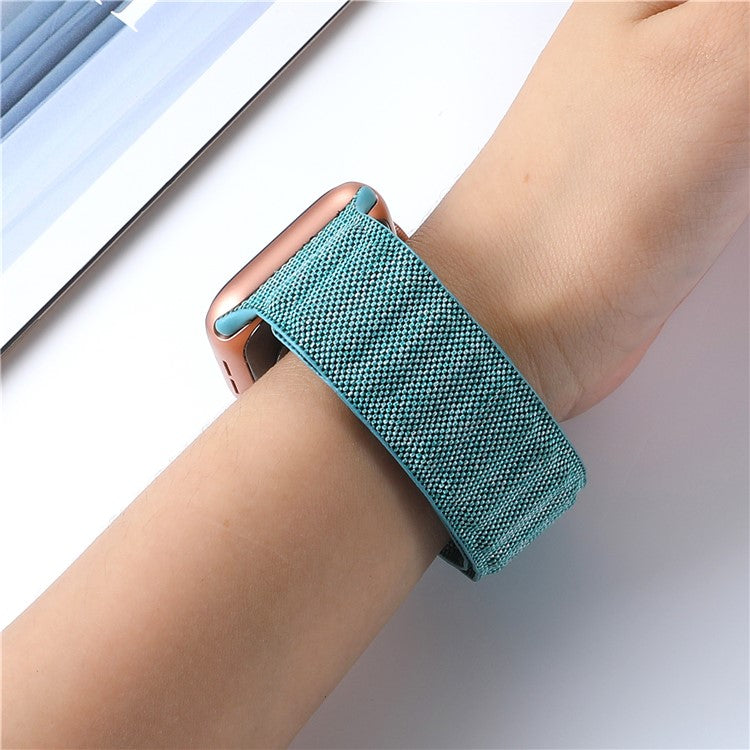 AW Watch Strap for Apple Watch Series 10 42mm / 9 8 7 41mm / SE (2023) SE (2022) SE 6 5 4 40mm / 3 2 1 38mm Magnetic Denim Cloth Watchband - Cyan