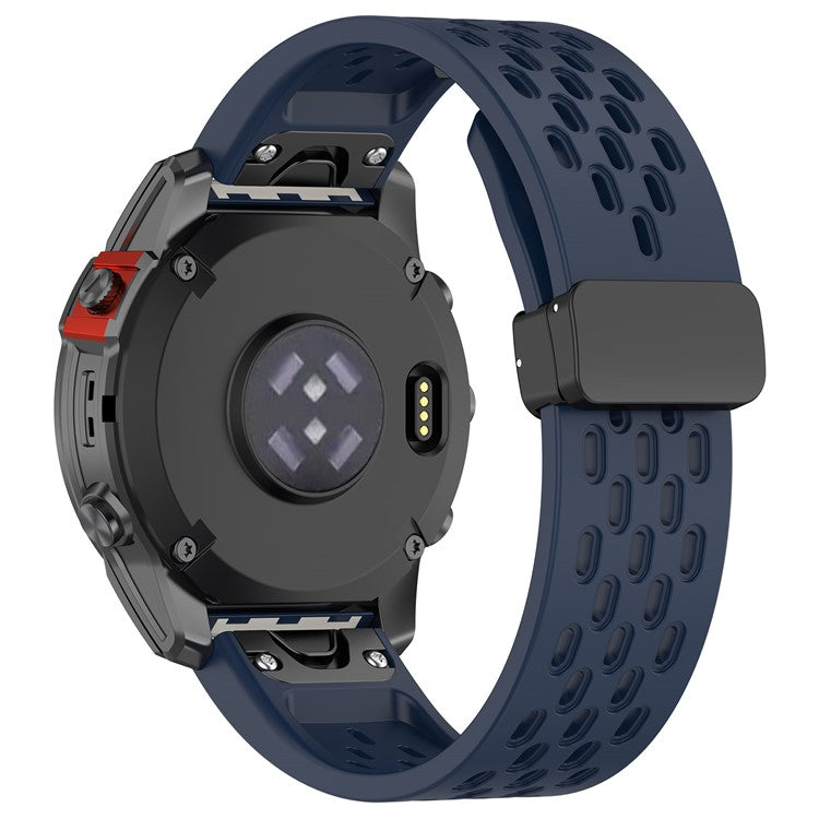 Silicone Watch Bands for Garmin Fenix 8 51mm / Enduro 3 / 7X Pro / 7X , 26mm Quick Release Multi-Hole Wrist Strap with Folding Buckle - Midnight Blue