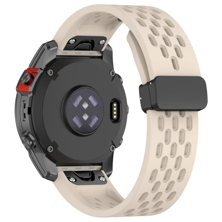 20mm Silicone Watch Bands for Garmin Fenix 8 43mm / Fenix 7S Pro / 7S , Multi-Hole Design Quick Release Strap with Folding Buckle - Starlight