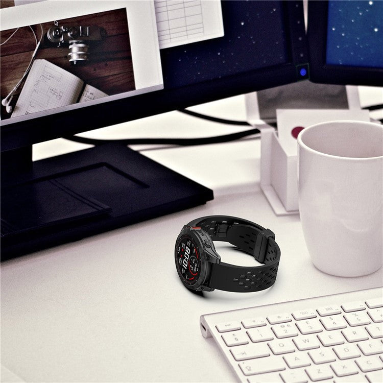 20mm Silicone Watch Bands for Garmin Fenix 8 43mm / Fenix 7S Pro / 7S , Multi-Hole Design Quick Release Strap with Folding Buckle - Starlight
