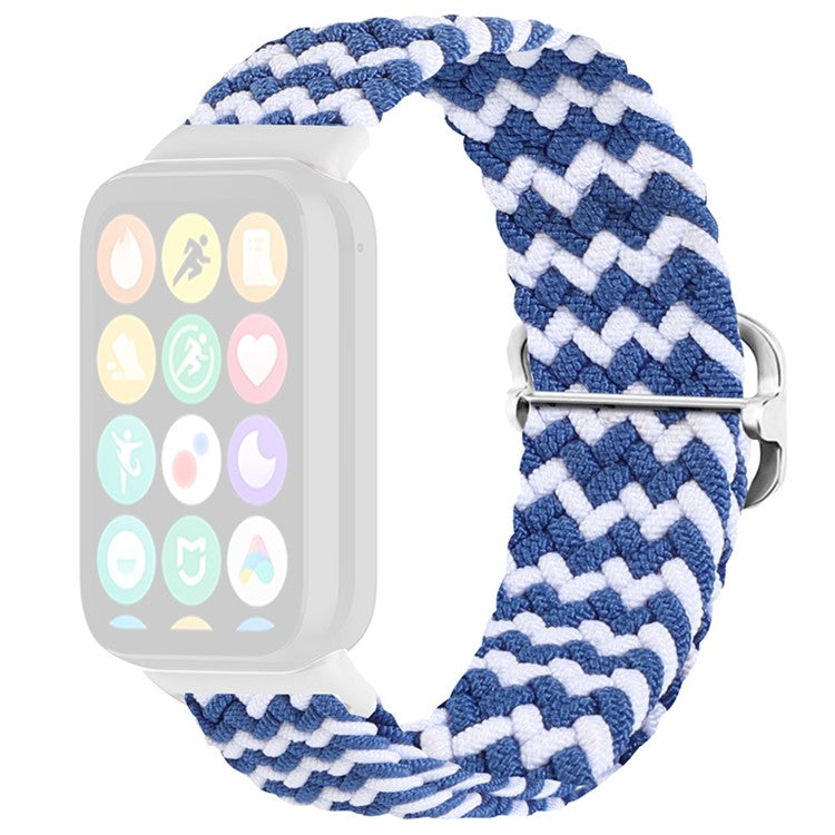 For Xiaomi Smart Band 8 Pro Nylon Watch Band Adjustable Woven Strap - Blue+White