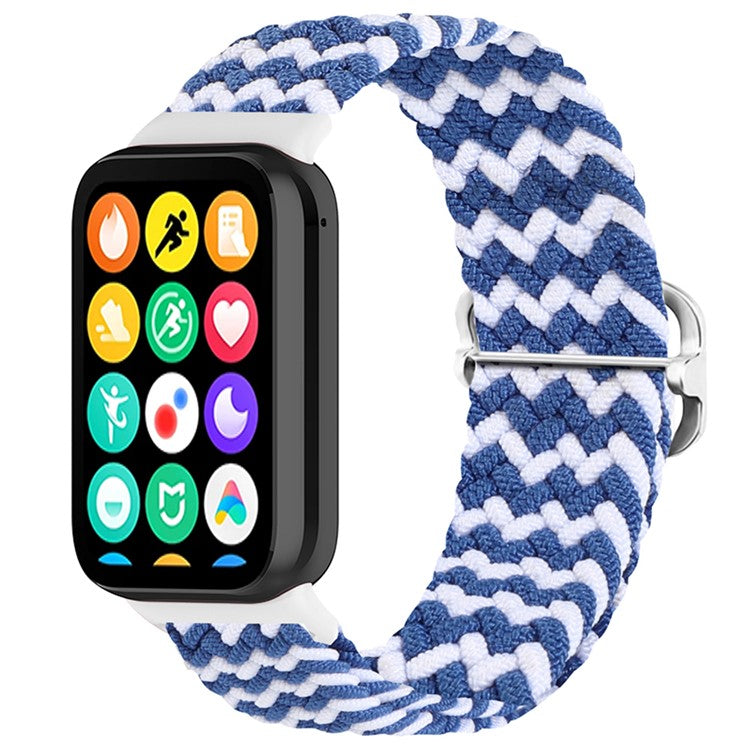 For Xiaomi Smart Band 8 Pro Nylon Watch Band Adjustable Woven Strap - Blue+White