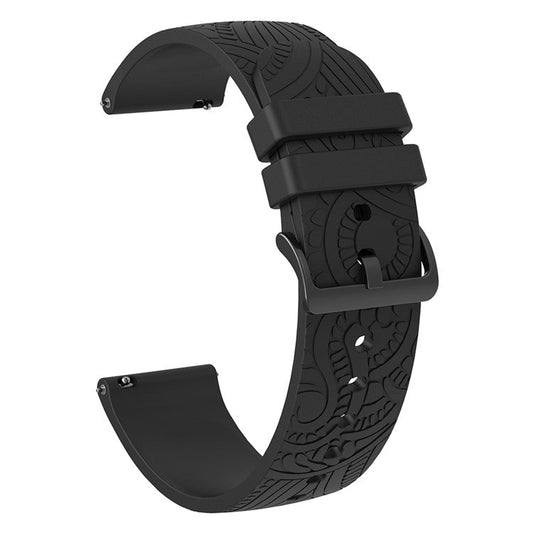 For Garmin Vivomove / Samsung Gear Sport / Pebble 2 / Huawei Watch 2 Patten Silicone Strap 20mm Watchband - Black
