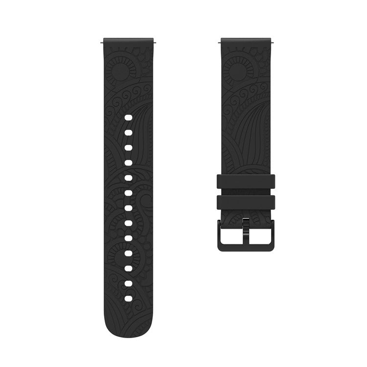 For Garmin Vivomove / Samsung Gear Sport / Pebble 2 / Huawei Watch 2 Patten Silicone Strap 20mm Watchband - Black