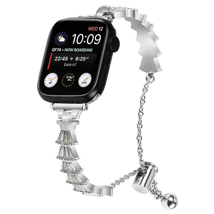 For Apple Watch Series 10 46mm / Ultra 2 Ultra 49mm /  Series 9 8 7 45mm / 6 5 4 SE (2023) SE (2022) SE 44mm / 3 2 1 42mm Metal Watch Band, Silver